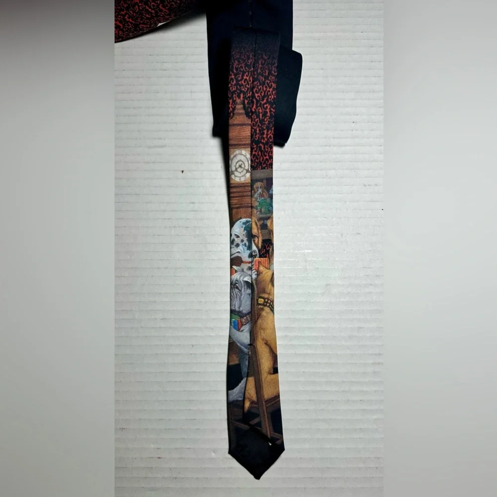 Ralph Marlin‎ Neck Tie Mens 58” Dogs Playing Poker 1994 Art Gambling Animals